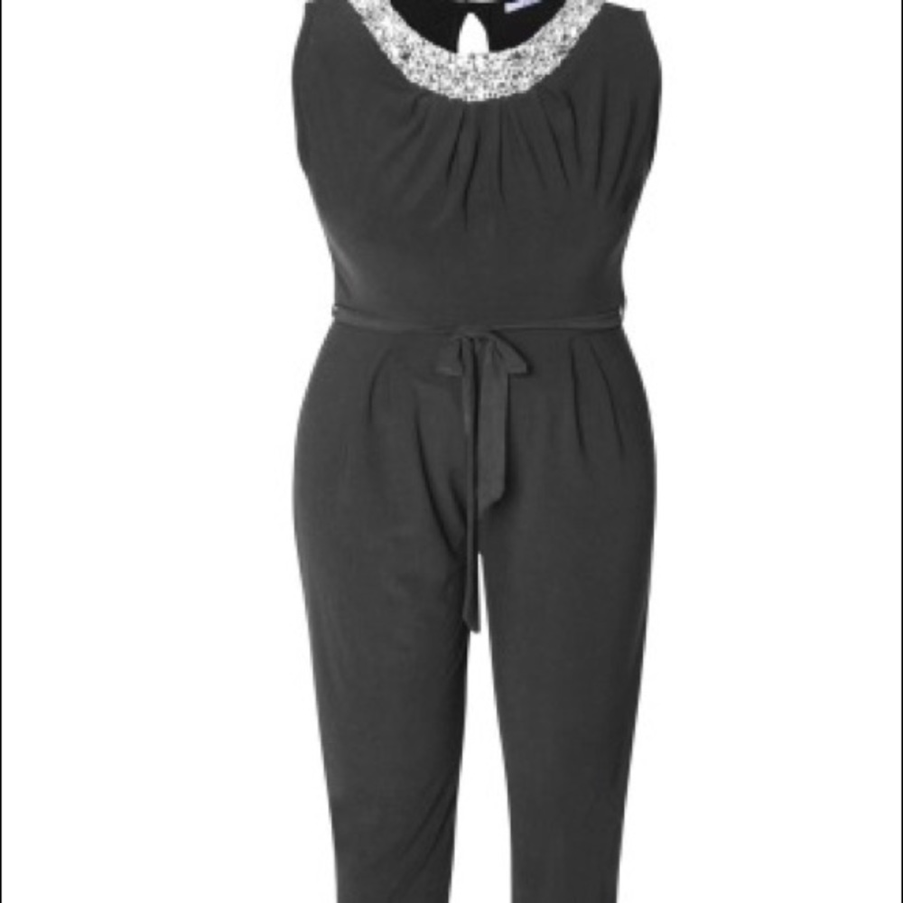 JUMPSUIT WITH EMBELLISHED NECK